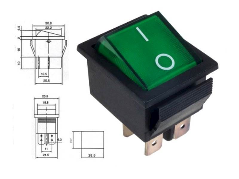 Przełącznik klawiszowy MK-521 DC zielony
