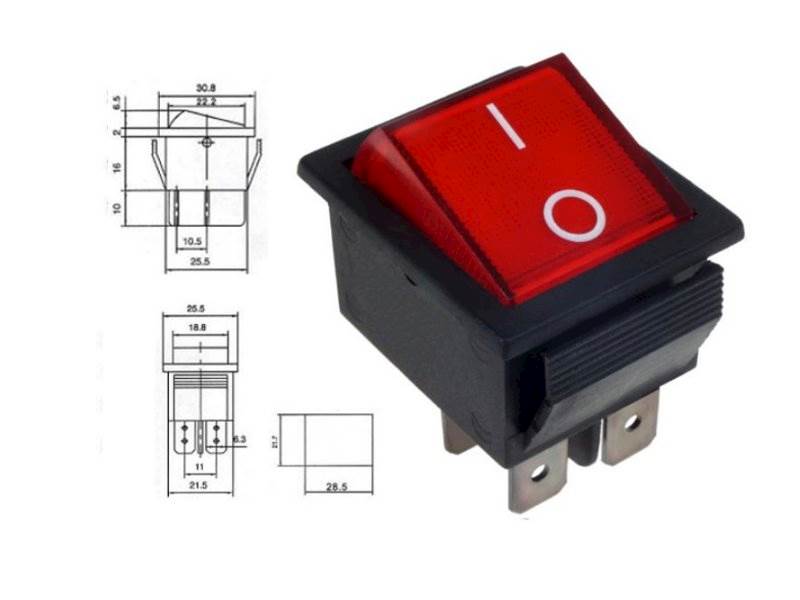 Przełącznik klawiszowy MK-521 DC czerwony