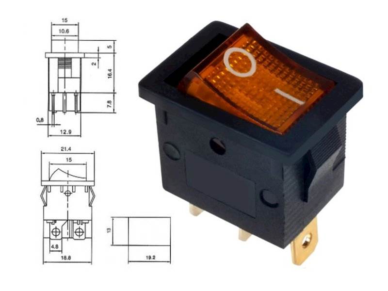 Przełącznik klawiszowy IRS-701 DC żółta