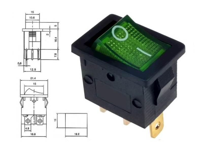 Przełącznik klawiszowy IRS-701 DC zielony