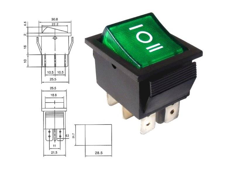 Przełącznik klawiszowy IRS-203 DC zielony
