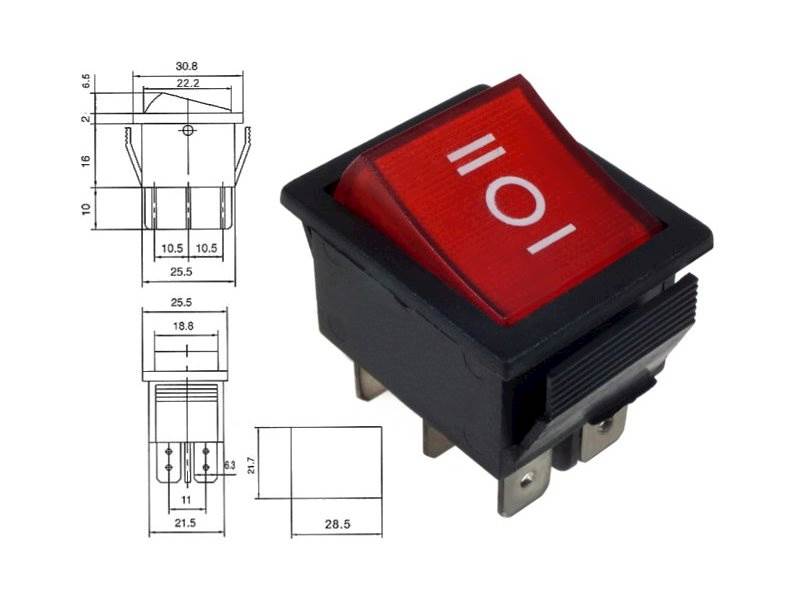 Przełącznik klawiszowy IRS-203 DC czerwony