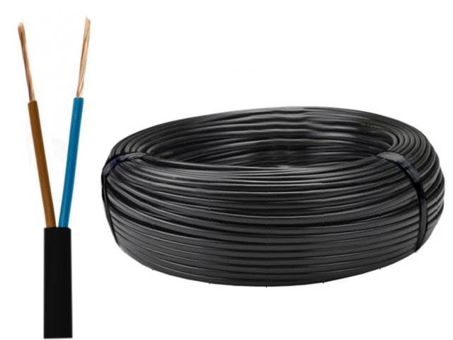Kabel zasilający 2x0,75 OMYp płaski linka czarny