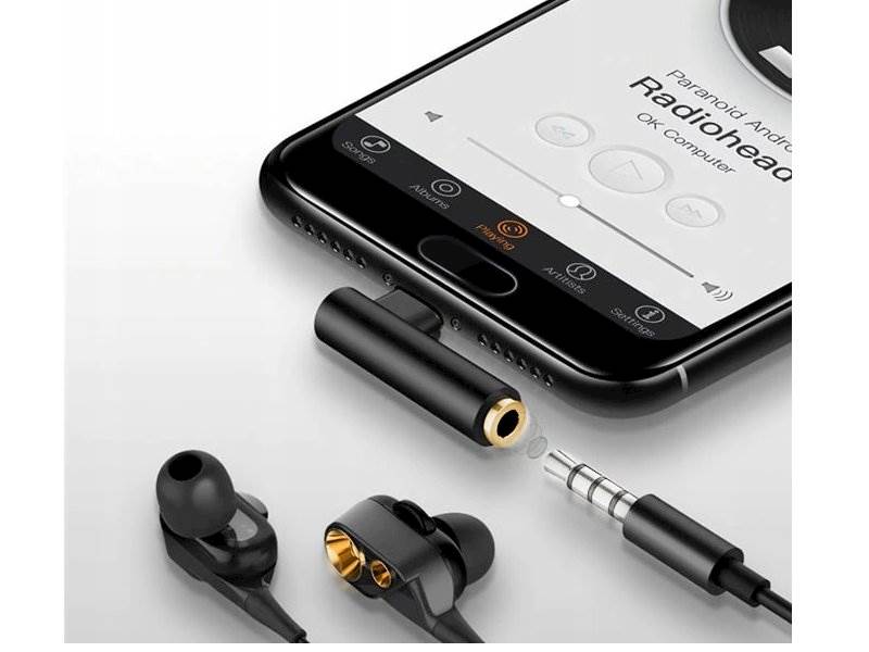 Adapter USB typ C wtyk - gniazdo słuchawkowe Jack 