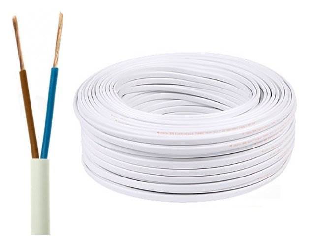 Kabel zasilający 2x0,75 OMYp płaski linka biały