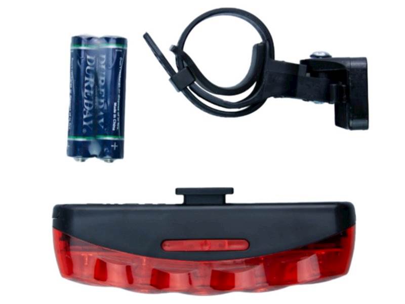 Lampka rowerowa tylna 5x LED czerwona zasil.2x AAA