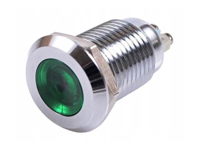 Kontrolka LED 16mm 230V metal ZIELONA 