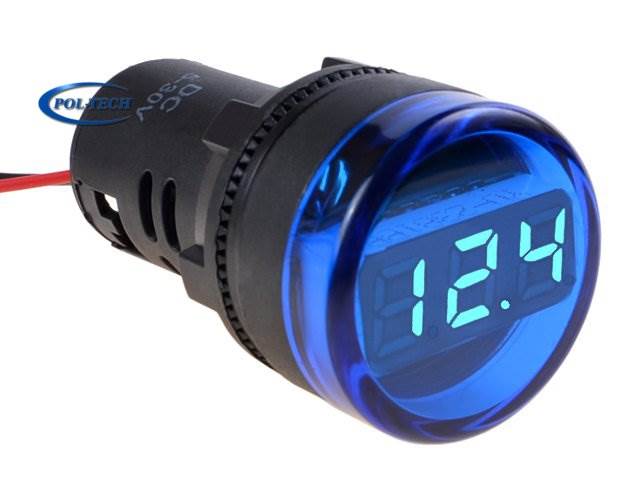 Miernik woltomierz okrągły DC 3-30V niebieski LED