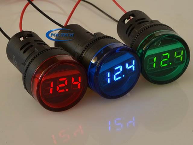 Miernik woltomierz okrągły DC 3-30V niebieski LED
