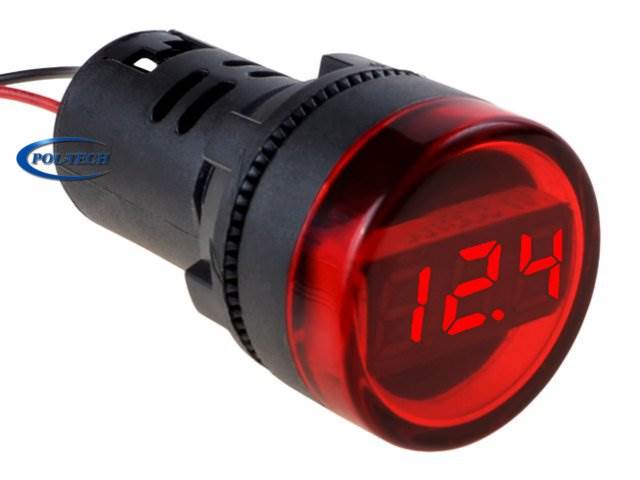 Miernik woltomierz okrągły DC 3-30V czerwony LED