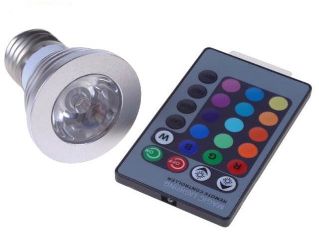 Żarówka RGB LED / E27 - 16 kolorów + pilot ZD7