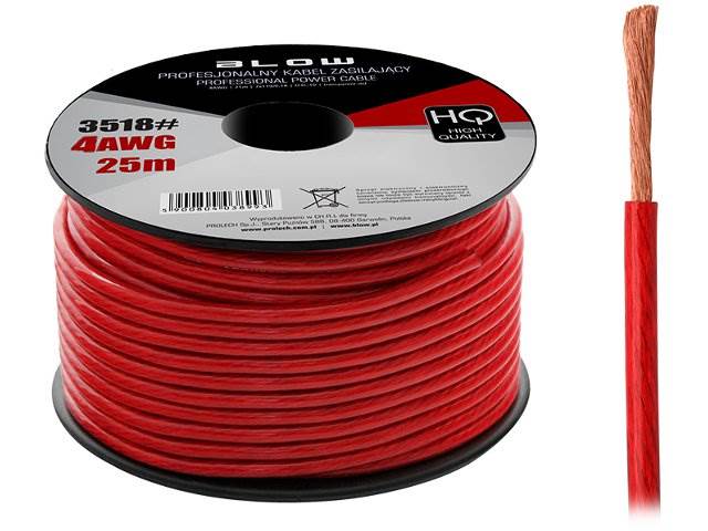 PRZEWÓD KABEL MOCY ZASILAJĄCY CZERWONY 4 AWG/21mm2