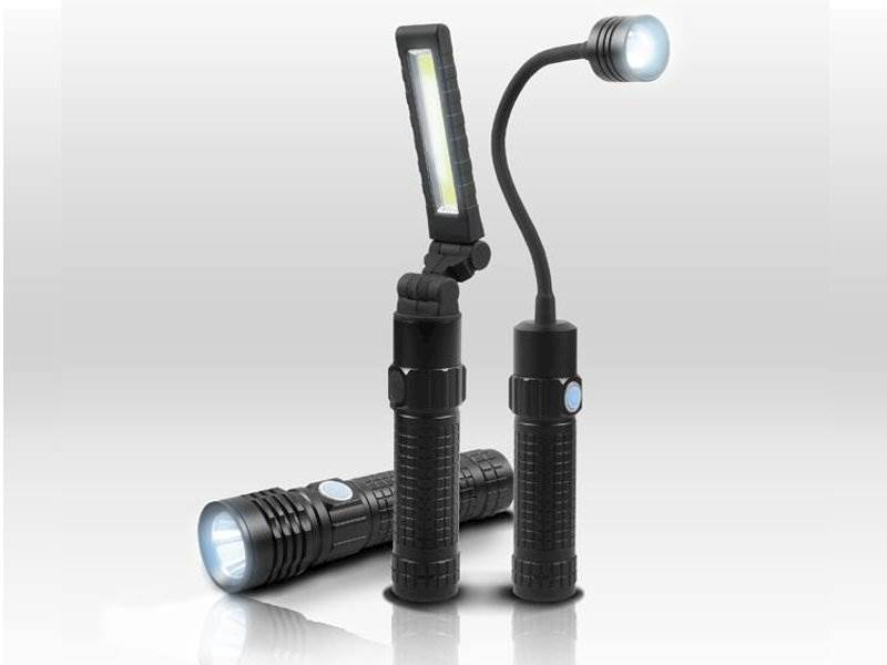 LATARKA LED wielofuncyjna 3w1 aluminium w walizce 