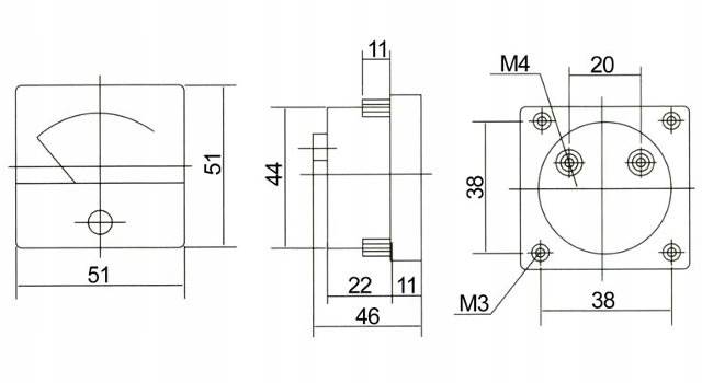 Miernik analog.voltomierz kwadratowy 15V 