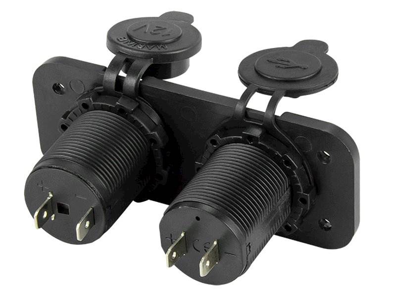 Gniazdo zapalniczki sam. z klapką + 2 x USB