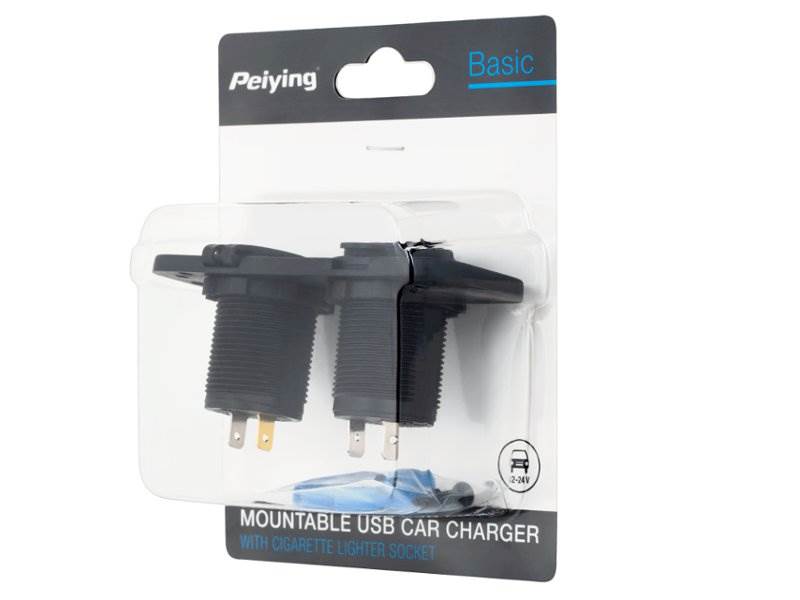 Gniazdo zapalniczki sam. z klapką + 2 x USB