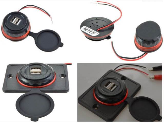 Ładowarka sam. montażowa 2x USB 5V 3.1A - czerwona