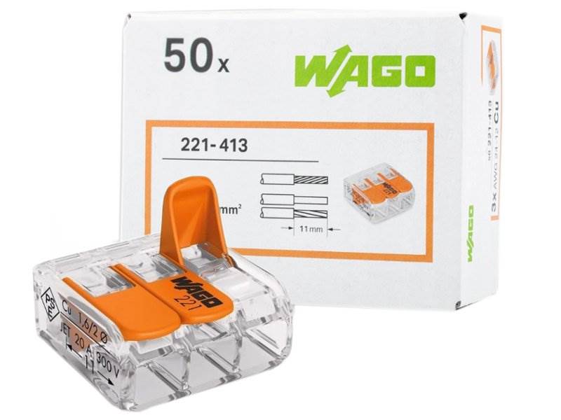 SZYBKOZŁĄCZE WAGO x 3 drut + linka op. 50szt.