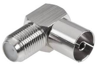 Adapter gniazdo F - gniazdo TV kątowy HQ + wtyk F