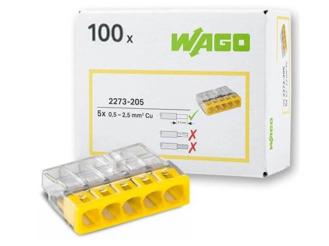 SZYBKOZŁĄCZE WAGO 2273-205 ŻÓŁTE x5 - 100szt.