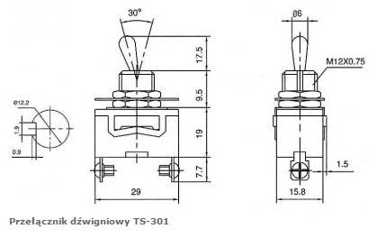 Przełącznik dźwigniowy ON-OFF TS-301 - 3A/250V