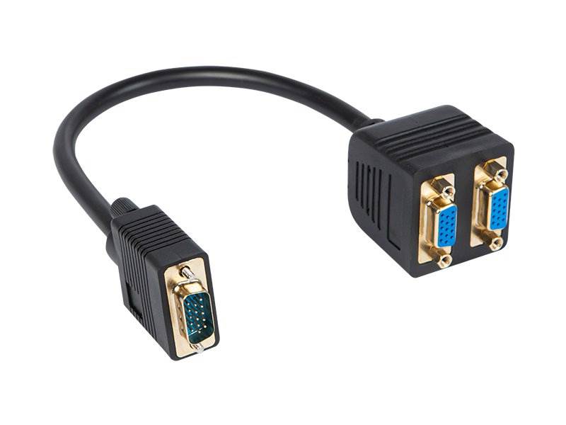 ROZGAŁĘŹNIK VGA 1x wtyk - 2x gniazdo VGA czarny