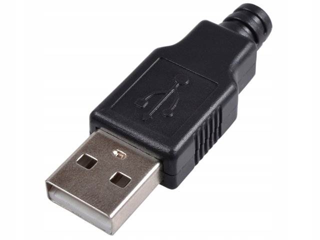 Wtyk USB typu A montażowy na kabel z osłoną