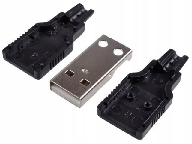 Wtyk USB typu A montażowy na kabel z osłoną