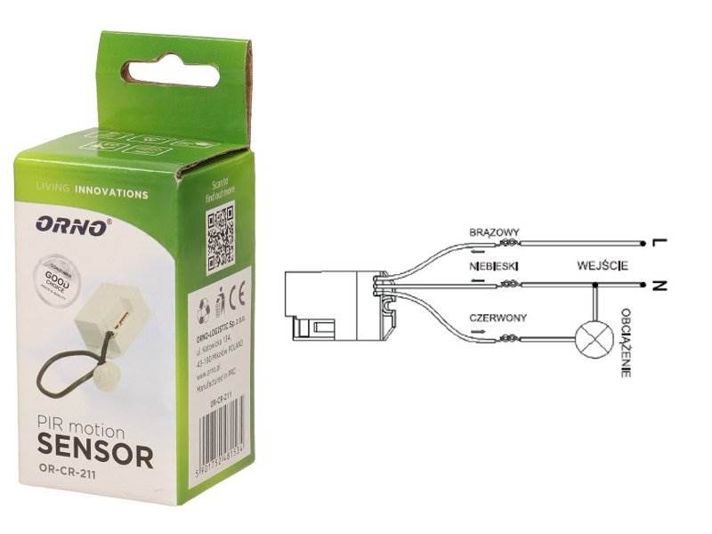 CZUJNIK RUCHU PIR ORNO z sensorem 360 st. 12-24V