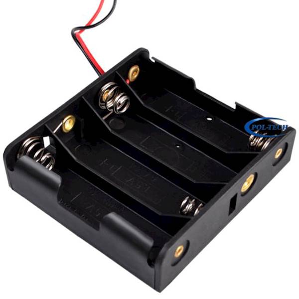 Koszyk na 4 baterie typu AA / 1,5V z kablem