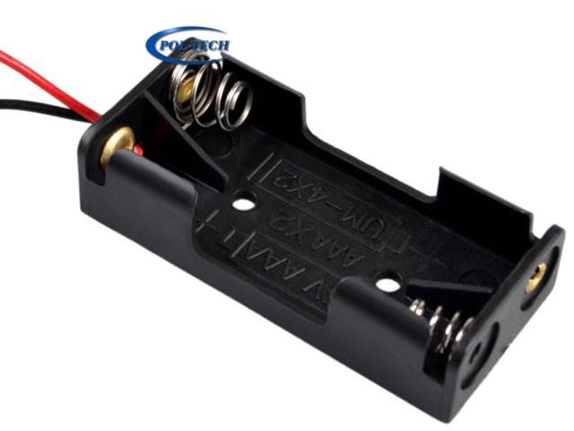 Koszyk na 2 baterie typu AAA / 1,5V z kablem