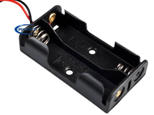 Koszyk na 2 baterie typu AA / 1,5V z kablem