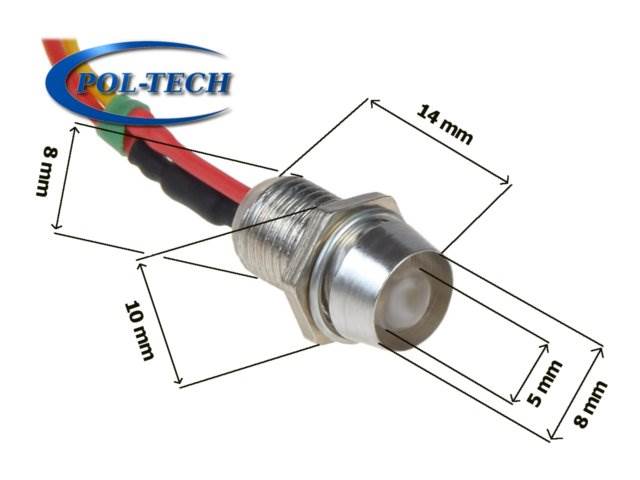 DIODA LED kontrolka 5mm 24V z przewodem ŻÓŁTA