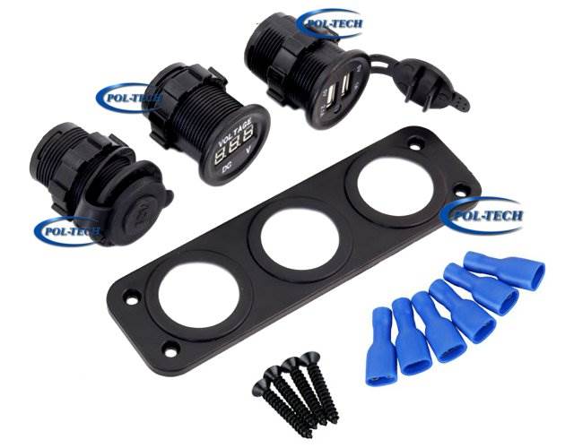 GNIAZDO zapalniczki 12V 20A / WOLTOMIERZ / 2x USB 