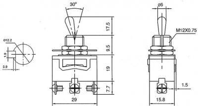 Przełącznik dźwigniowy ON-ON 6A/250V 3-pin TS-302