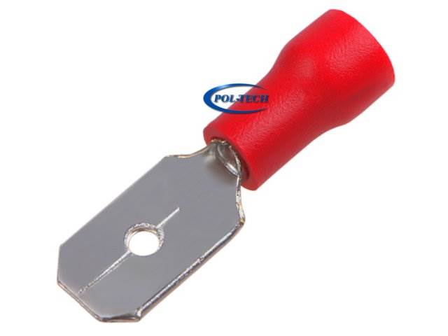 Konektor izolowany wtyk 6,3mm czerwony 10szt.