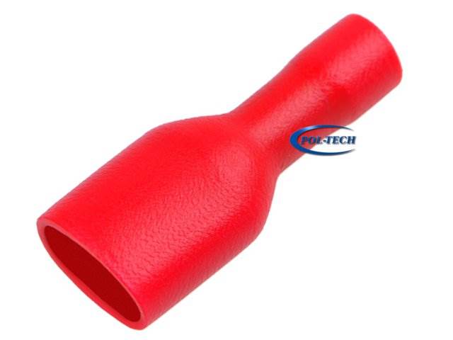 Konektor izolowany gniazdo 6,3mm czerwony 10szt.