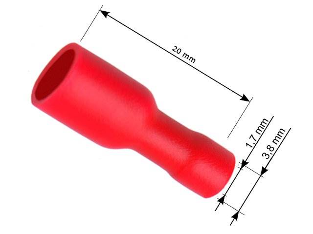 Konektor izolowany gniazdo 4,8mm czerwony 10szt.
