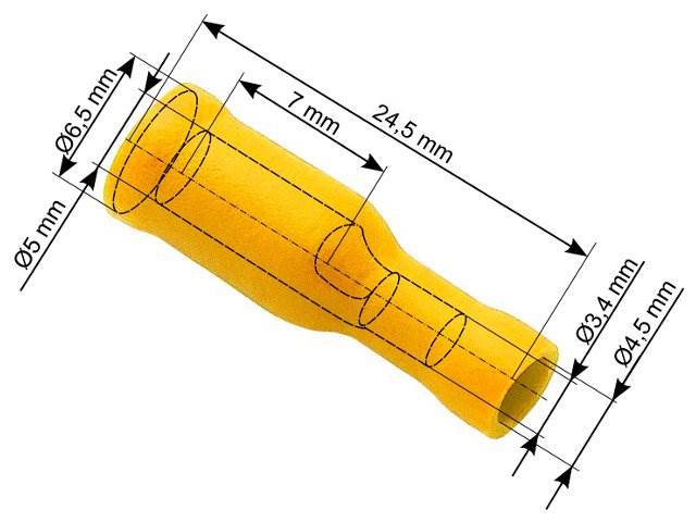 Konektor okrągły gn. 5,0/24,5mm żółty 10szt.