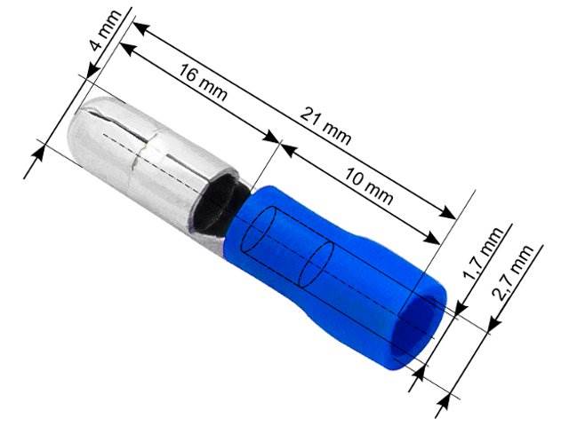 Konektor okrągły wt. 4,0/21mm niebieski 10szt.