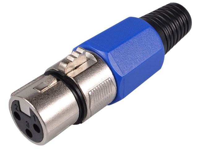 Gniazdo mikrofonowe 3pin XLR - niebieskie 