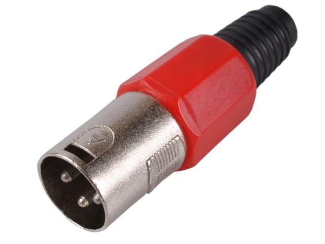 Wtyk mikrofonowy 3pin XLR - czerwony