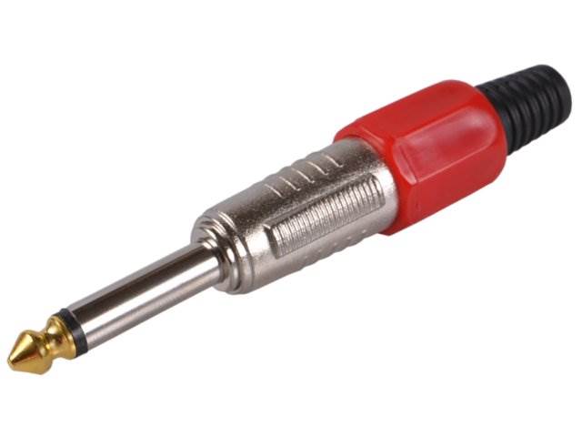 Wtyk Jack 6,3mm MONO gumowany / czerwony