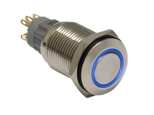 PRZEŁĄCZNIK WANDALOODPORNY LED ON-OFF 19mm niebies