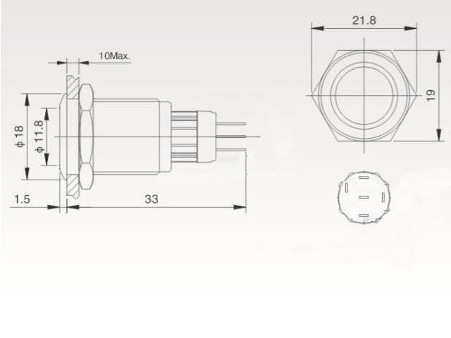 PRZEŁĄCZNIK WANDALOODPORNY LED ON-OFF 19mm niebies