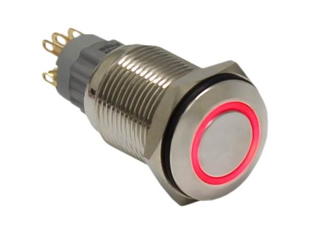 PRZEŁĄCZNIK WANDALOODPORNY LED ON-OFF 19mm czerwon