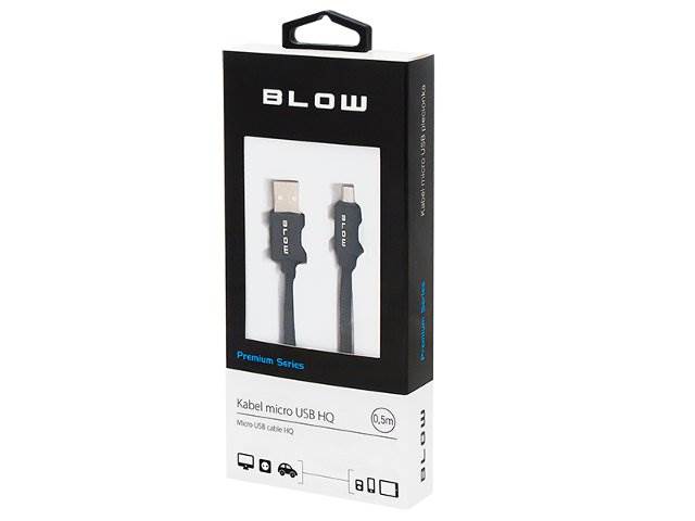 Kabel USB - micro USB plecionka - 0,5m czarny