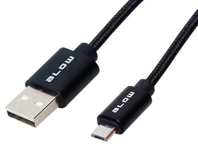 Kabel USB - micro USB plecionka - 0,5m czarny