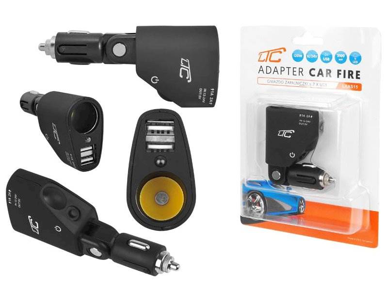 Rozgałęźnik zapalniczki samochodowej + 2xUSB 3,1A