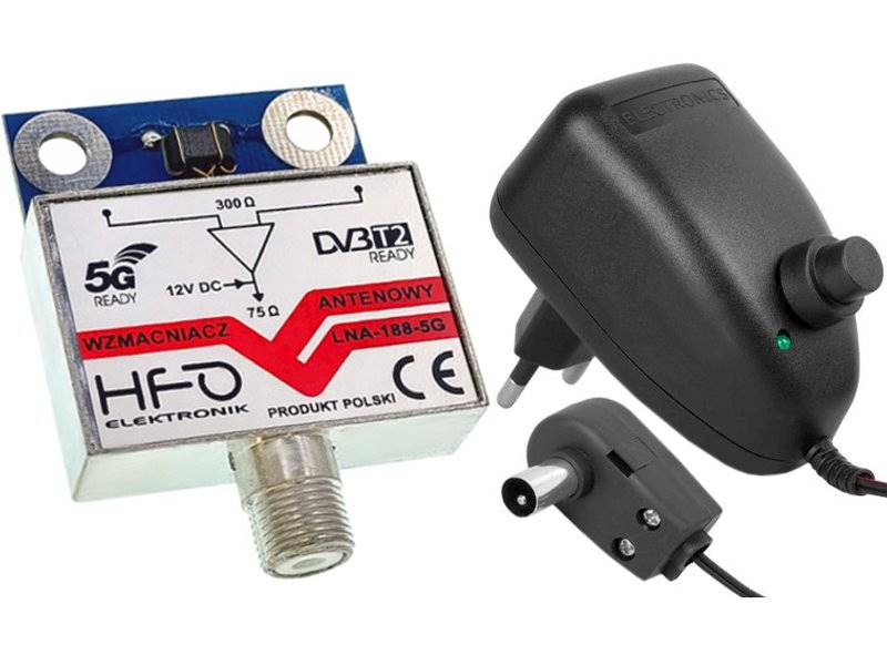 Wzmacniacz LNA188-5G DVB-T2 + ZASILACZ regulowany